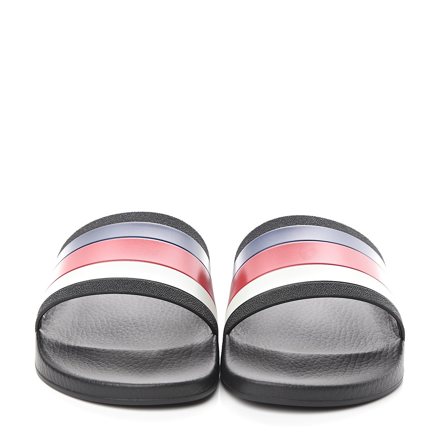 Gucci Rubber Web Mens Pool Slide Sandals 9 Black Mystic White Hibiscus Red Marine 2 of 6