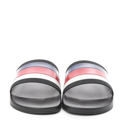 Gucci Rubber Web Mens Pool Slide Sandals 9 Black Mystic White Hibiscus Red Marine 2 of 6