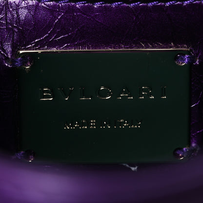 Bulgari Metallic Calfskin Matelasse Mini Serpenti Cabochon Crossbody Bag Purple 6 of 9