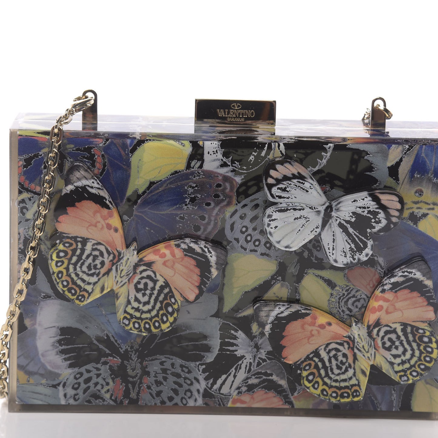 Plexiglass Camubutterfly Minaudiere Bag Multicolor