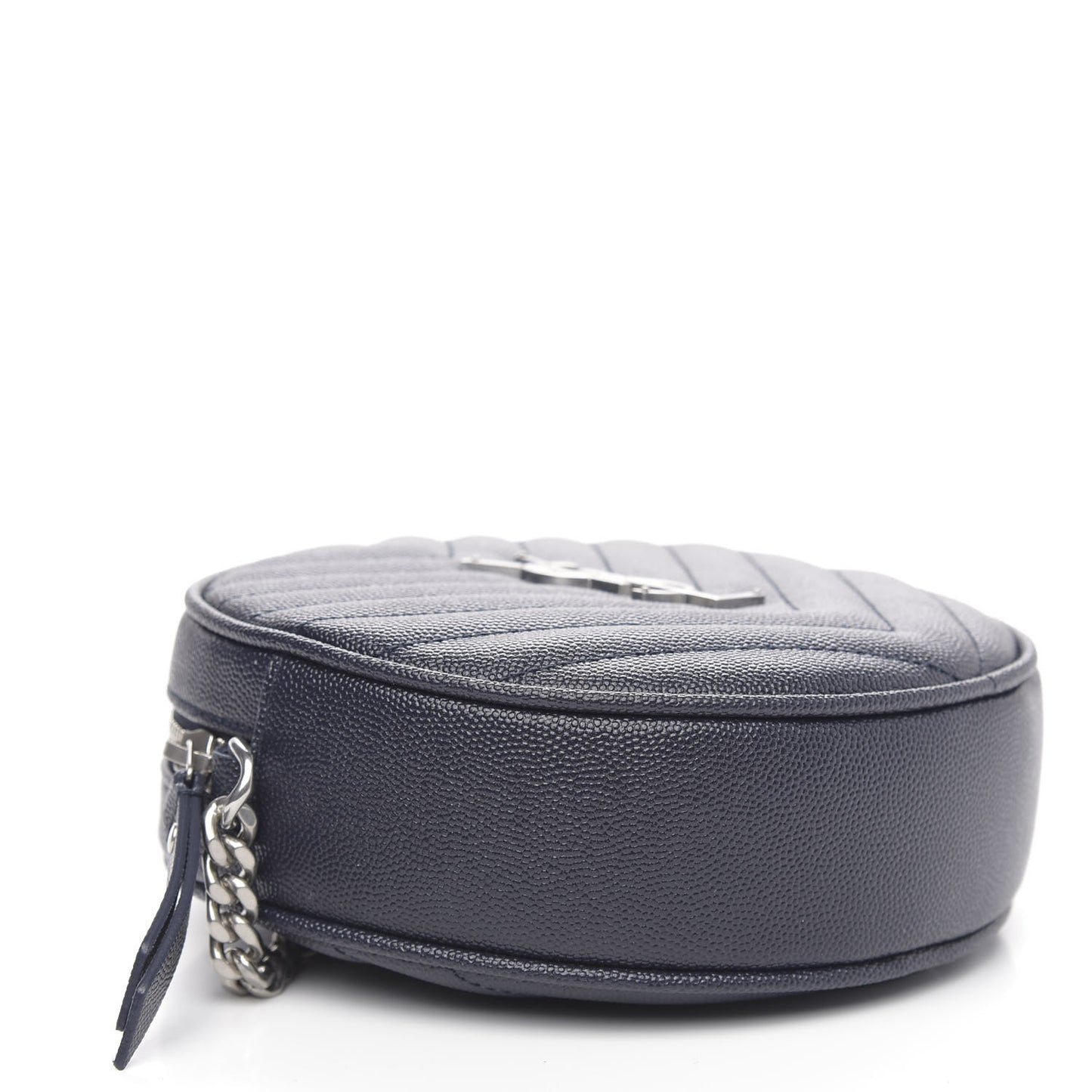 Grain De Poudre Matelasse Chevron Quilted Round Vinyle Camera Bag Deep Marine