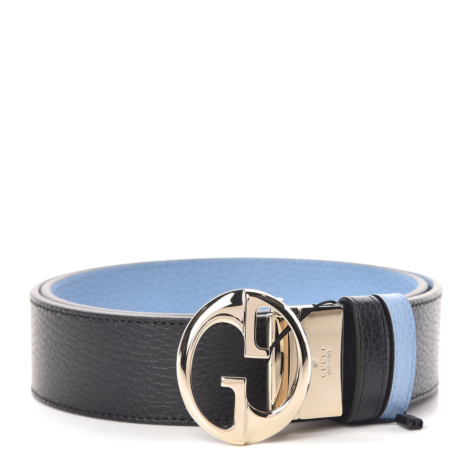 Gucci Dollar Calfskin 1973 Reversible Belt 90 36 Black Mineral Blue 1 of 7