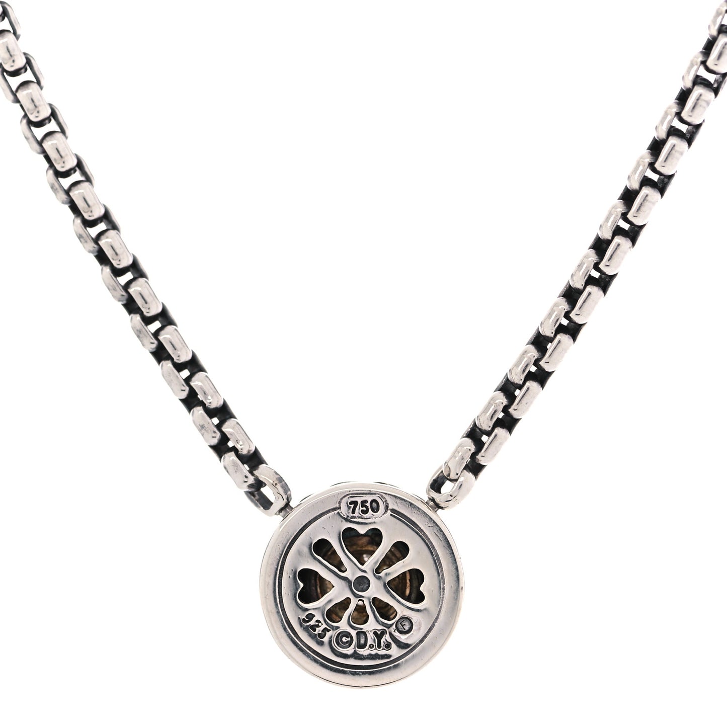 Sterling Silver 18K Yellow Gold Diamond 12mm Pave Cookie Necklace