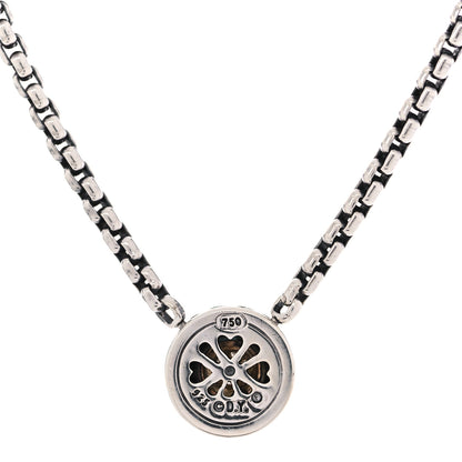 David Yurman Sterling Silver 18K Yellow Gold Diamond 12mm Pave Cookie Necklace 3 of 5