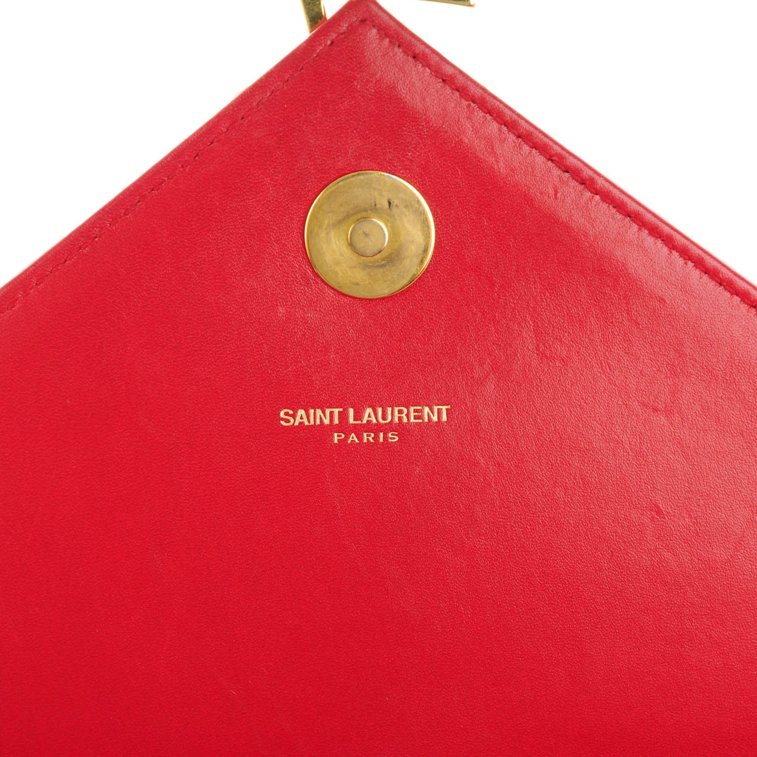 Saint Laurent Lambskin Matelasse Chevron Large Monogram Satchel Red 11 of 12