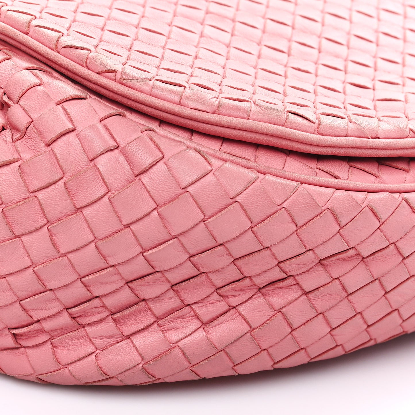 Nappa Intrecciato Crossbody Flap Bag Pink