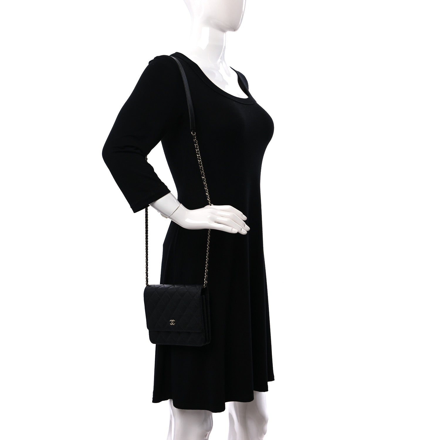 Chanel Caviar Quilted Square Wallet On Chain WOC Black 2 of 10