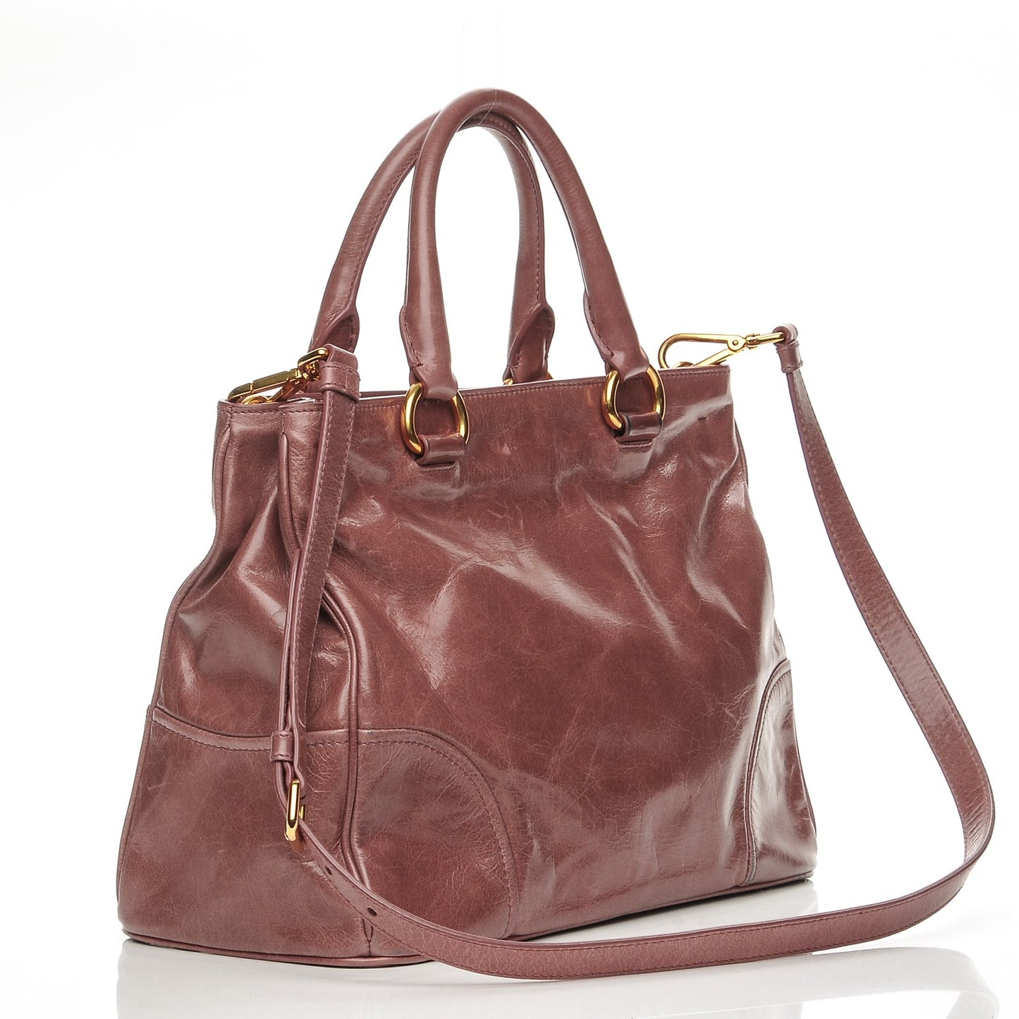 Vitello Shine Top Handle Bag Antico
