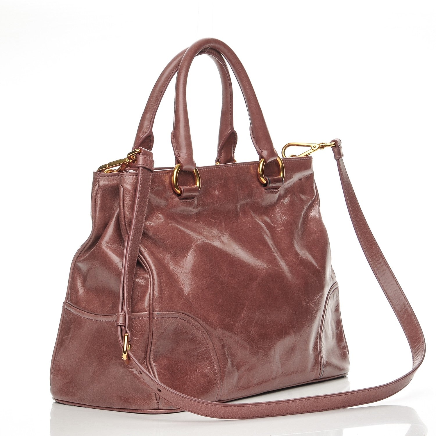 Prada Vitello Shine Top Handle Bag Antico 3 of 9