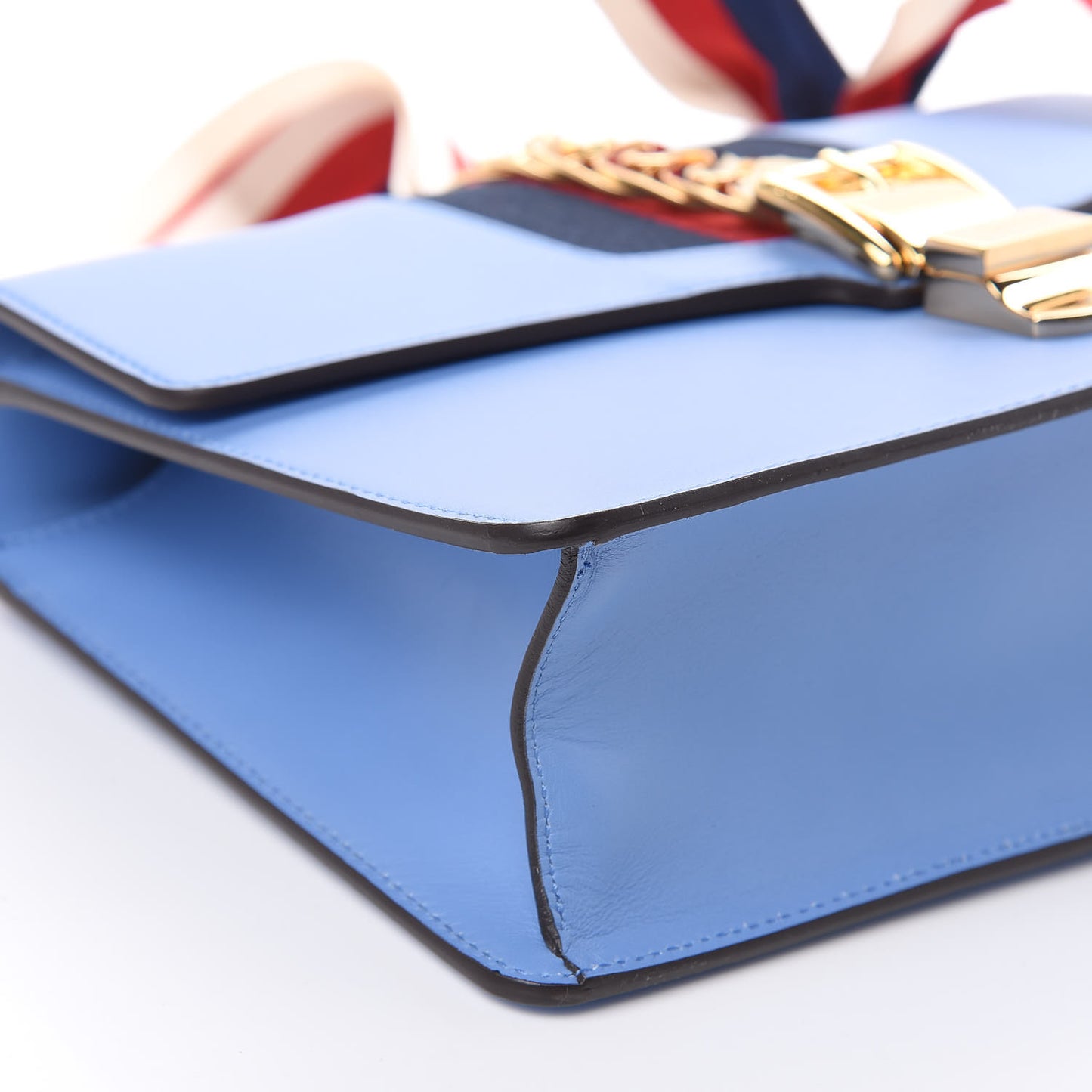 Calfskin Small Sylvie Shoulder Bag Clear Sky Blue