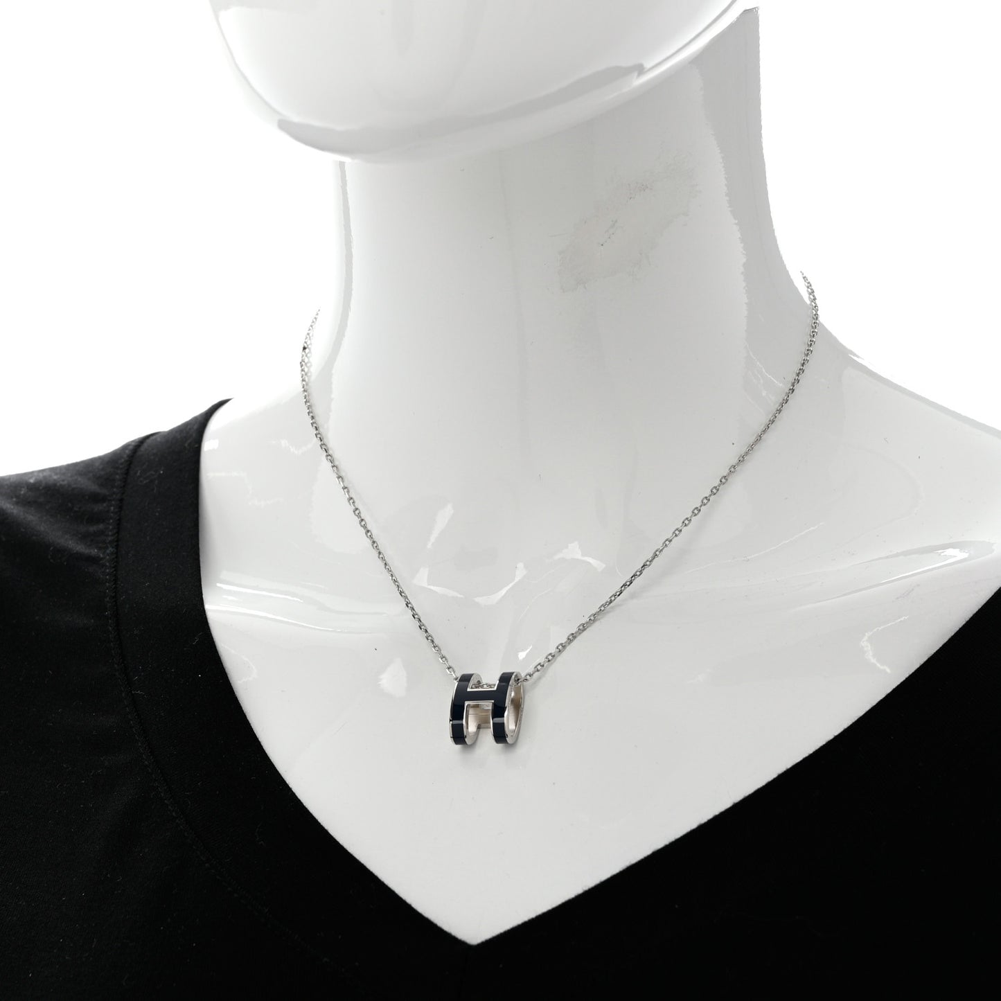 Lacquered Palladium Pop H Pendant Necklace Bleu Abysse
