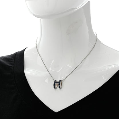 Hermes Lacquered Palladium Pop H Pendant Necklace Bleu Abysse 2 of 8