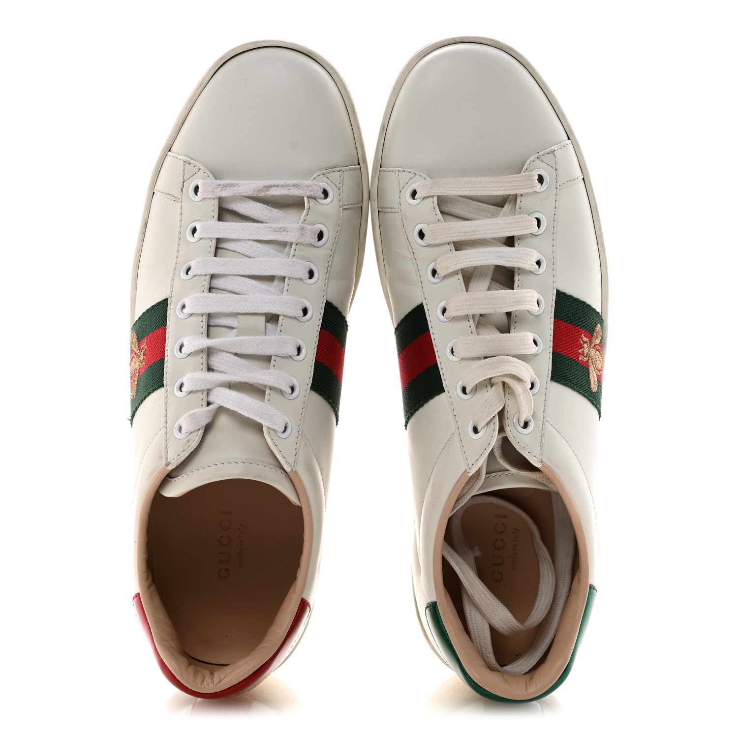 Gucci Calfskin Web Bee Embroidered Womens Ace Platform Sneakers 38.5 White 2 of 9