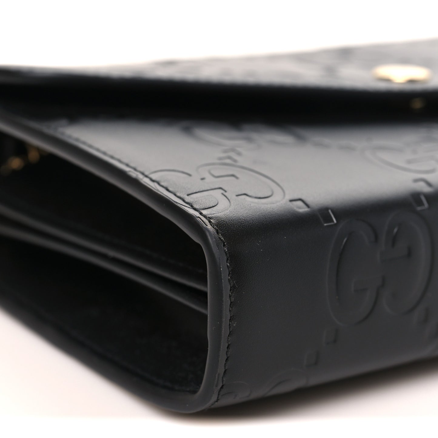 Calfskin GG Debossed Chain Wallet Black