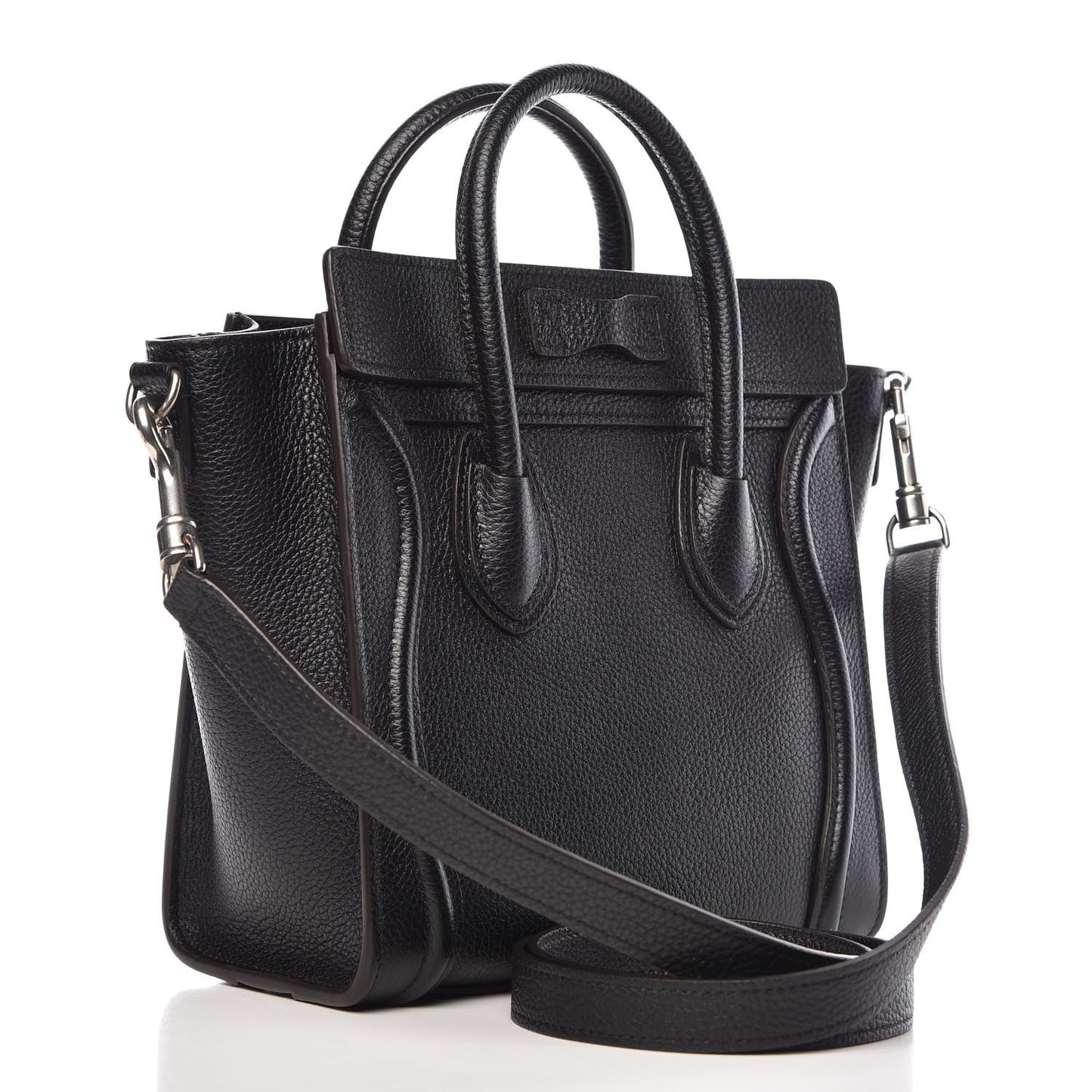 Drummed Calfskin Nano Luggage Black