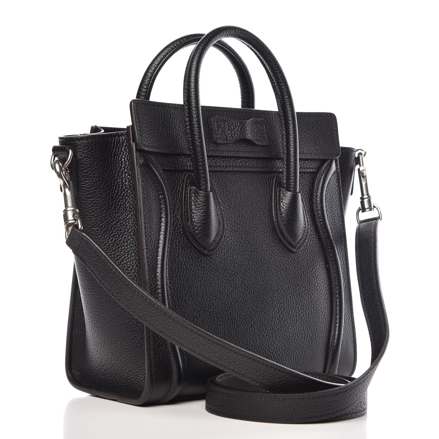 Celine Drummed Calfskin Nano Luggage Black 3 of 10