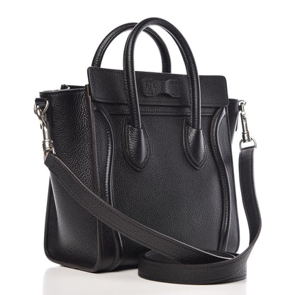 Celine Drummed Calfskin Nano Luggage Black 3 of 10