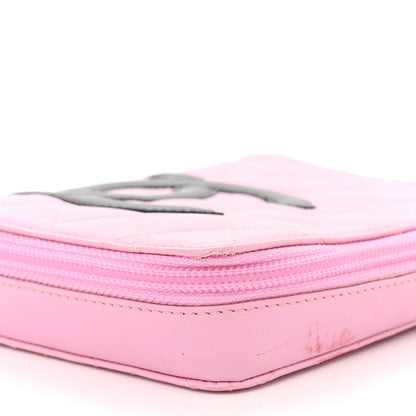 Chanel Calfskin Quilted Cambon Zip Around Makeup Pouch Pink Black 9 of 15
