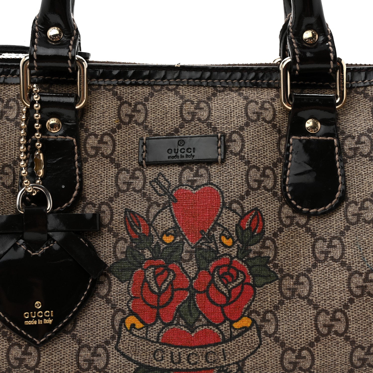 Gucci GG Plus Monogram Tattoo Heart Small Joy Boston Dark Brown 8 of 11