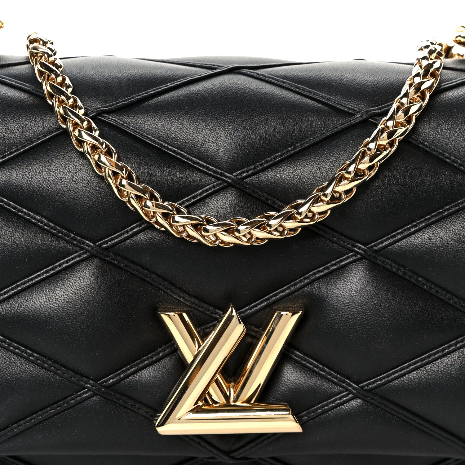 Louis Vuitton Lambskin Malletage Top Handle GO-14 MM Black 8 of 10