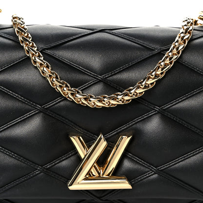 Louis Vuitton Lambskin Malletage Top Handle GO-14 MM Black 8 of 10