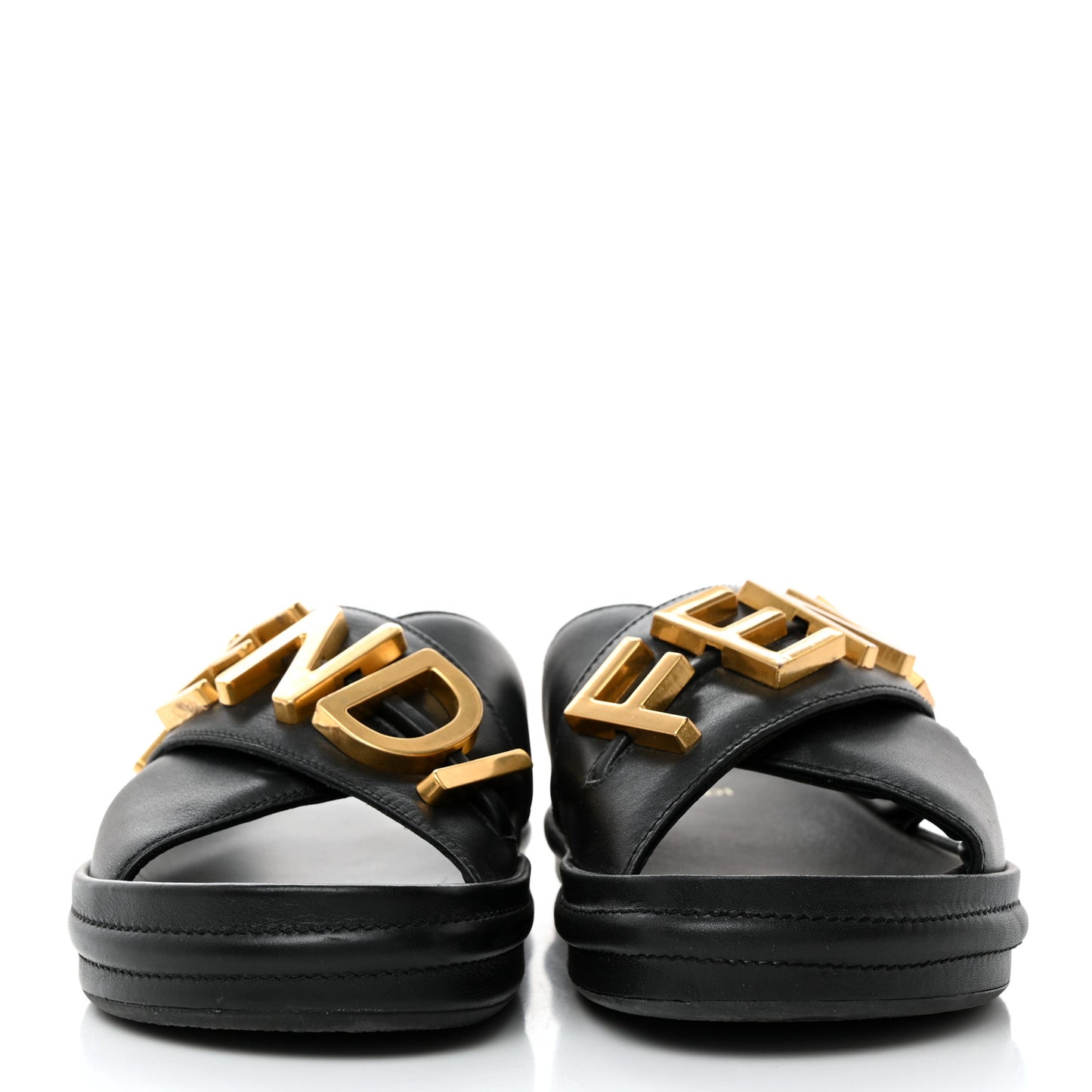 Vitello Womens Fendigraphy Slide Sandals 38.5 Black