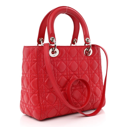 Christian Dior Lambskin Cannage Medium Lady Dior Red 3 of 14