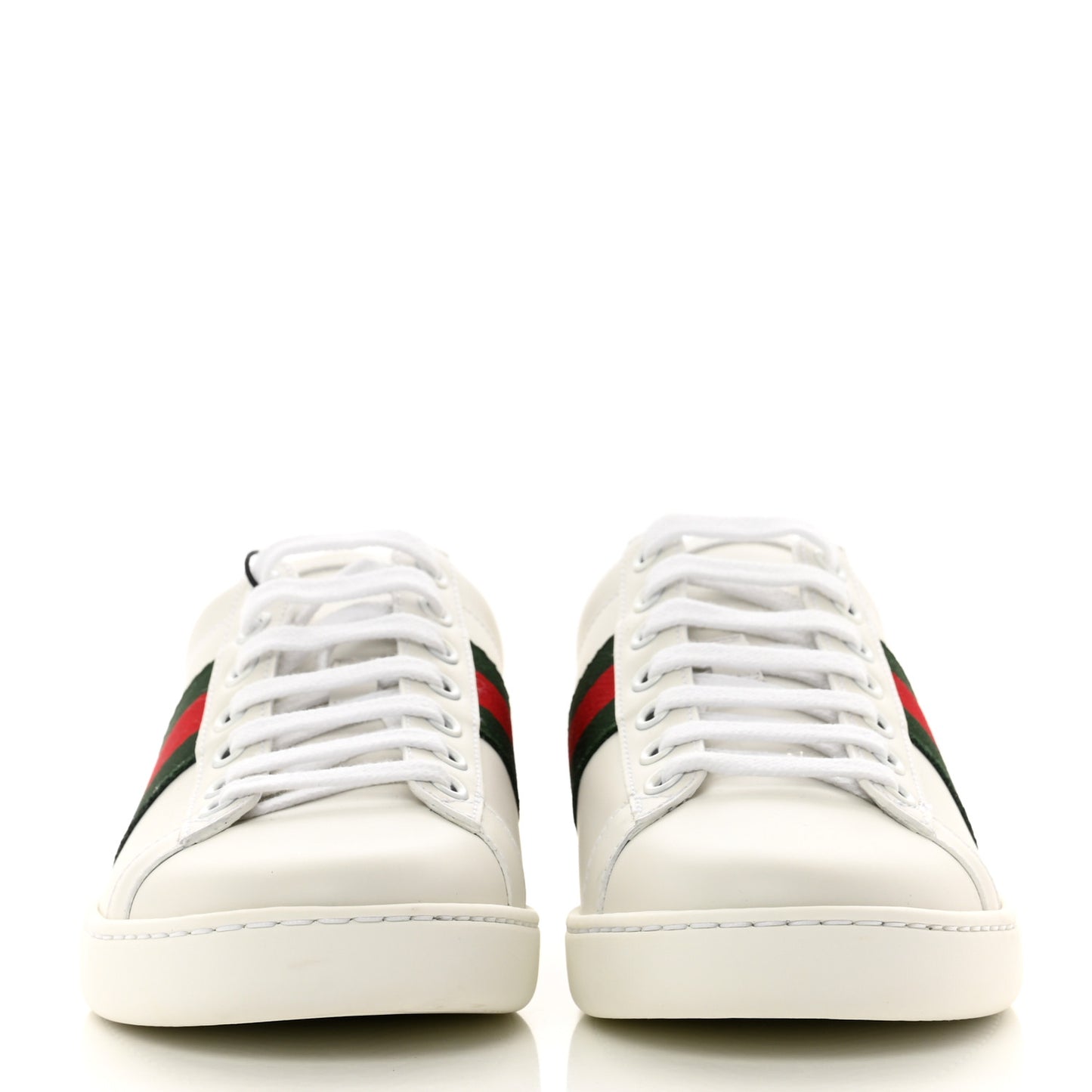 Calfskin Crocodile Web Womens Ace Sneakers 35.5 White Green