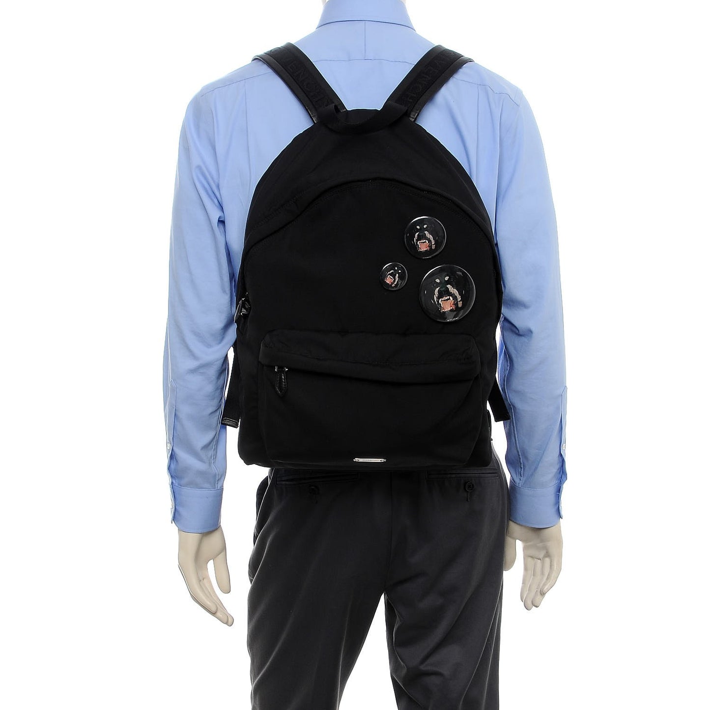 Cotton Metal Plate Backpack Black