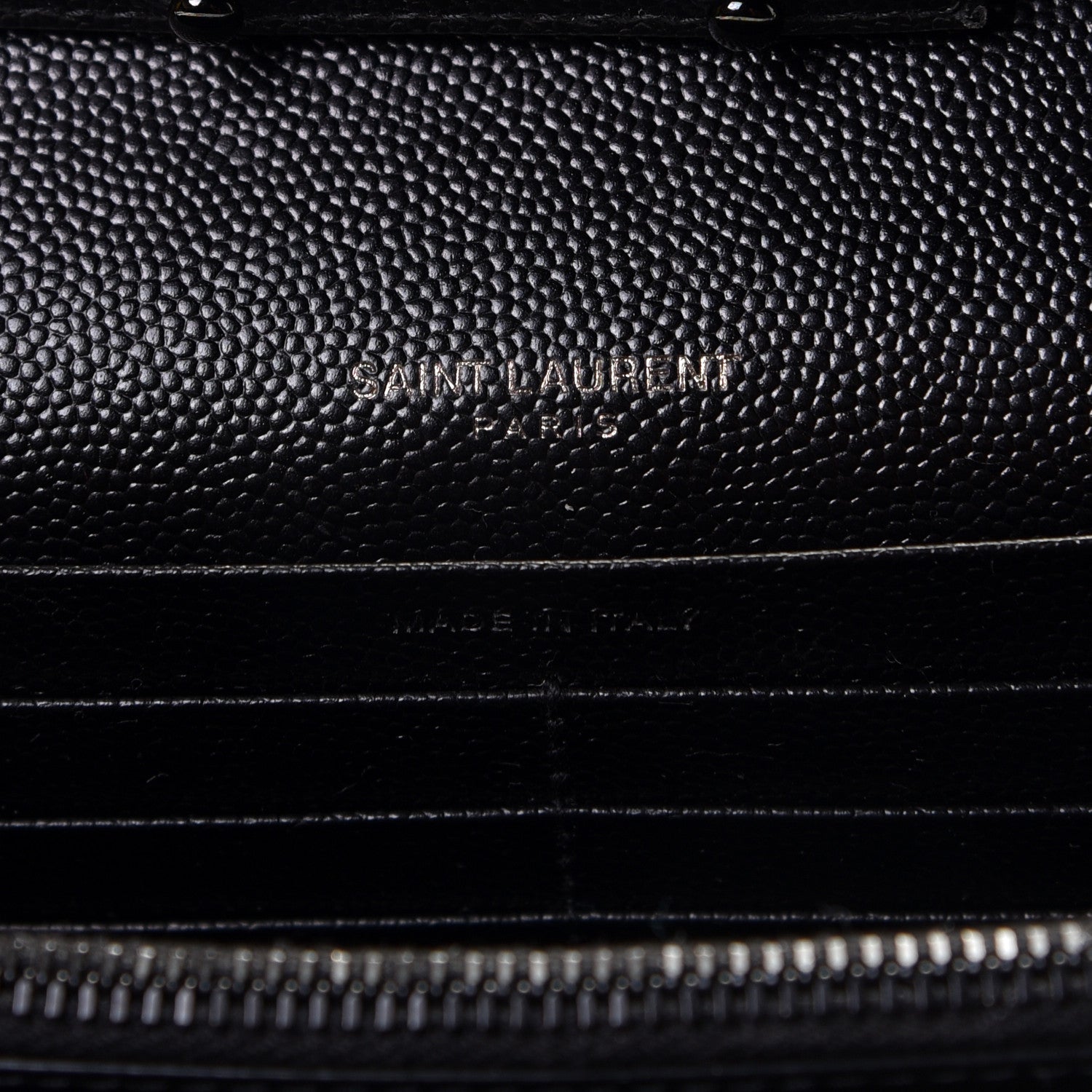 Saint Laurent Grain De Poudre Matelasse Chevron Monogram Chain Wallet Black 5 of 7