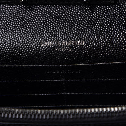 Saint Laurent Grain De Poudre Matelasse Chevron Monogram Chain Wallet Black 5 of 7
