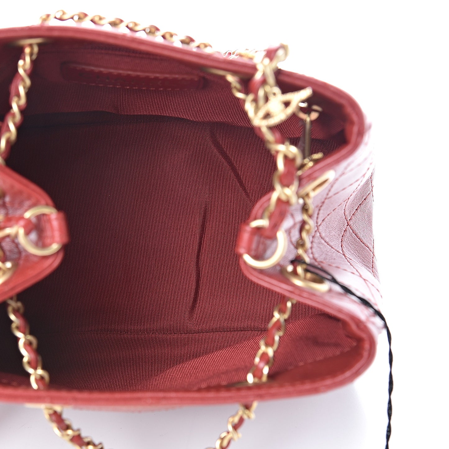 Calfskin Stitched Small Egyptian Amulet Drawstring Bag Red