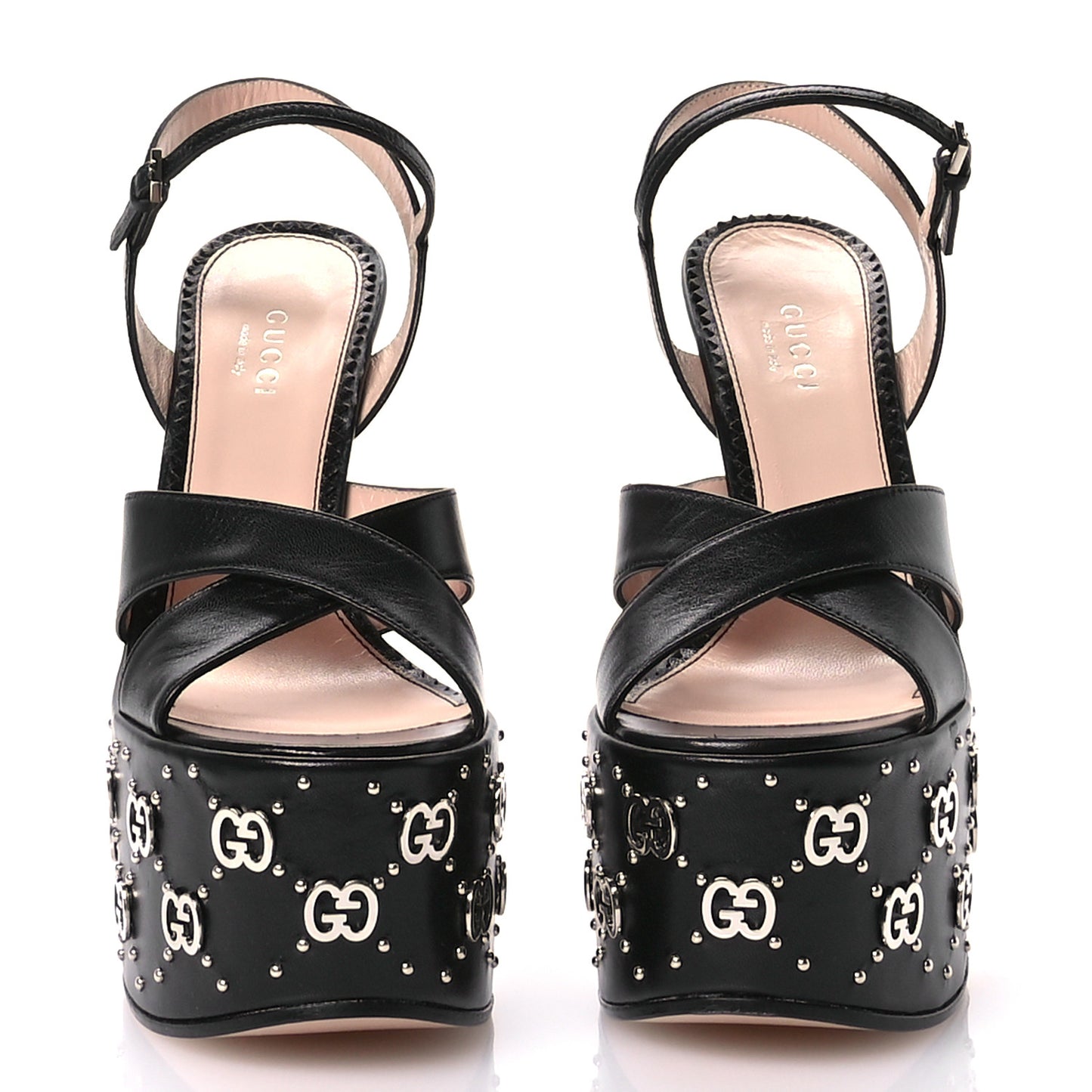 Malaga Kid Interlocking G Studs 155mm Platform Sandals 35 35 Black