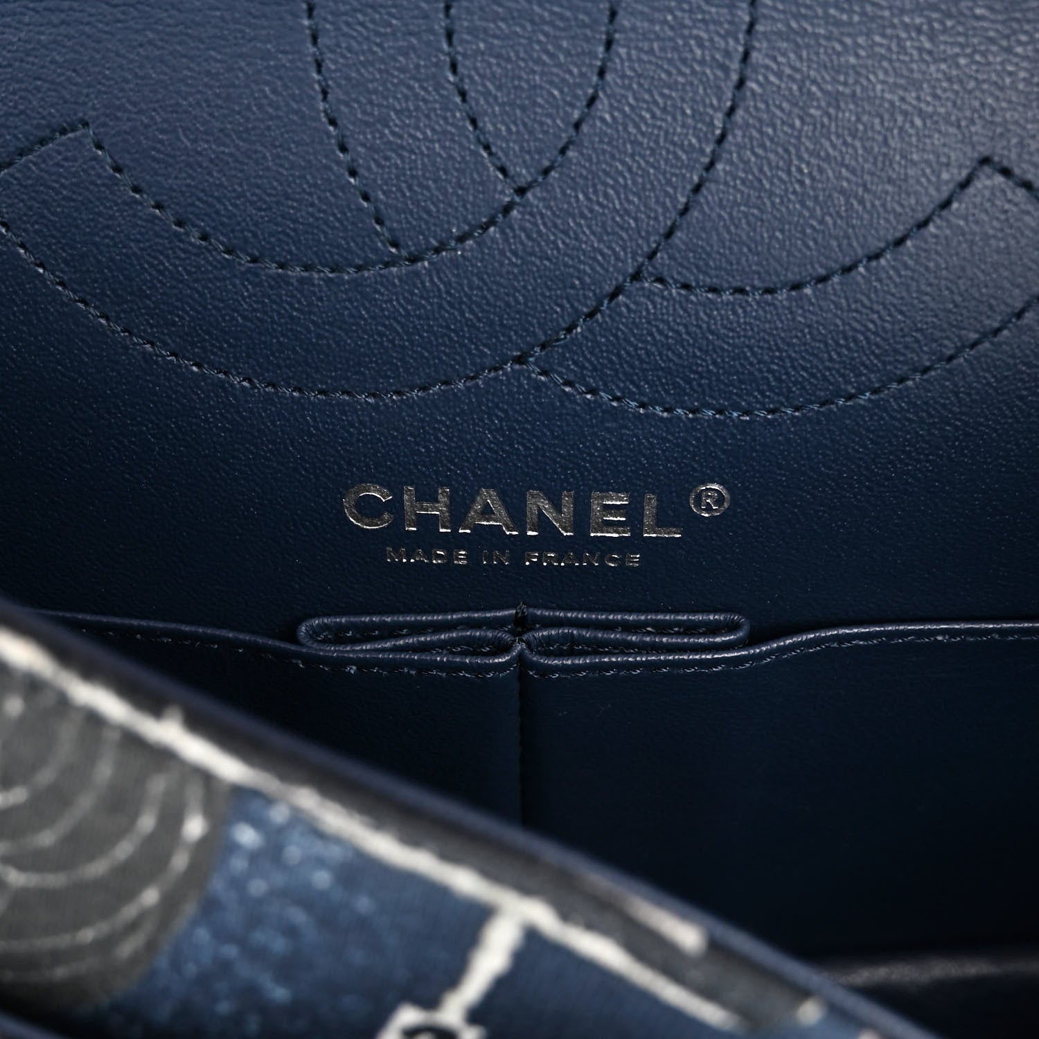 Chanel Jersey Quilted Camellia 2.55 Reissue 225 Flap Navy Blue 6 of 9