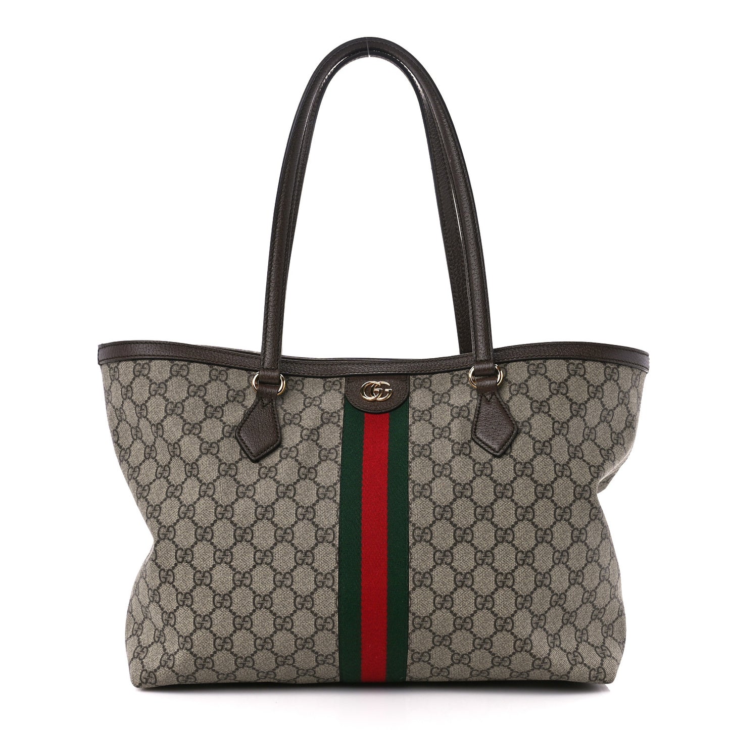 GG Supreme Monogram Medium Ophidia Shopping Tote Brown