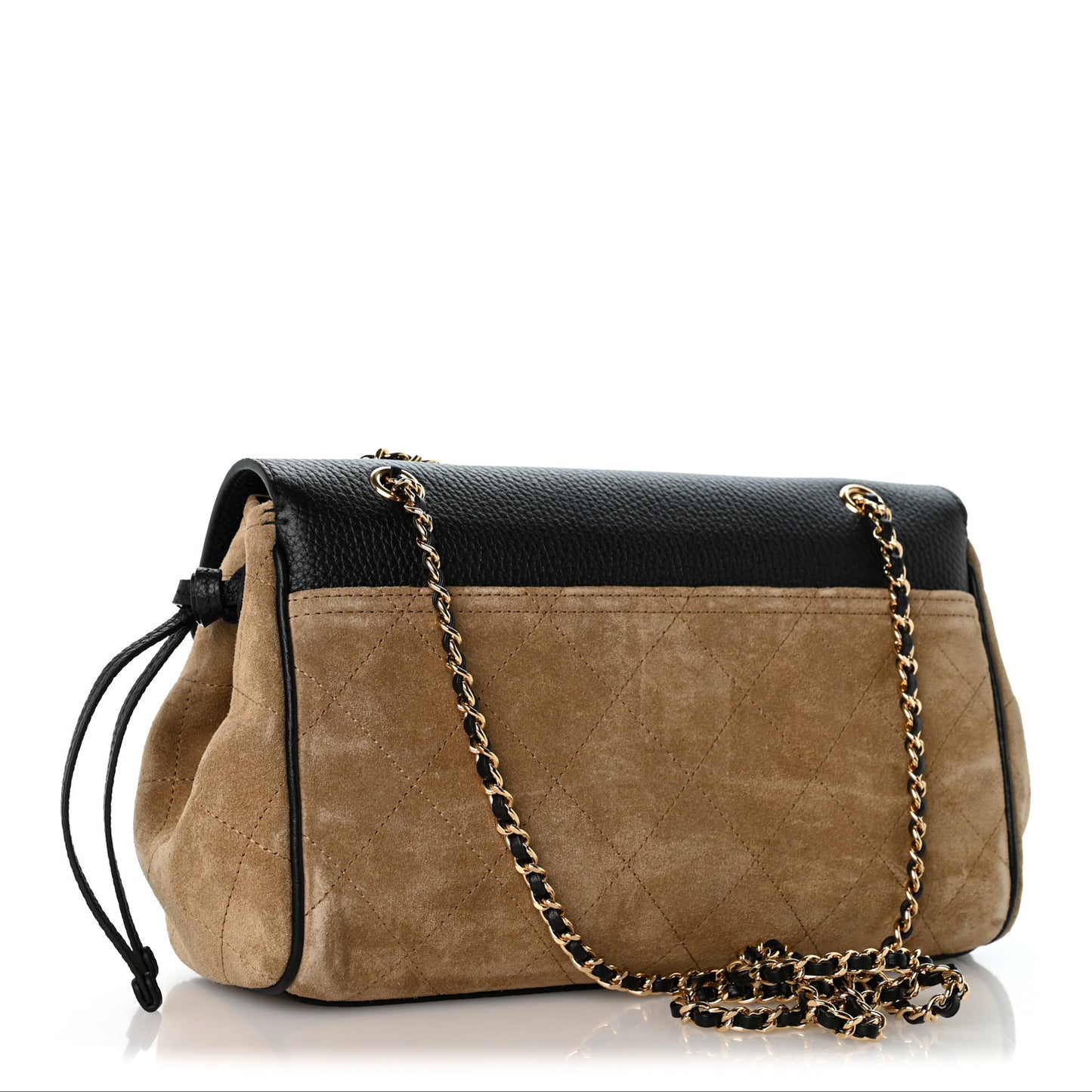 Grained Calfskin Suede Urban Essentials Flap Dark Beige Black