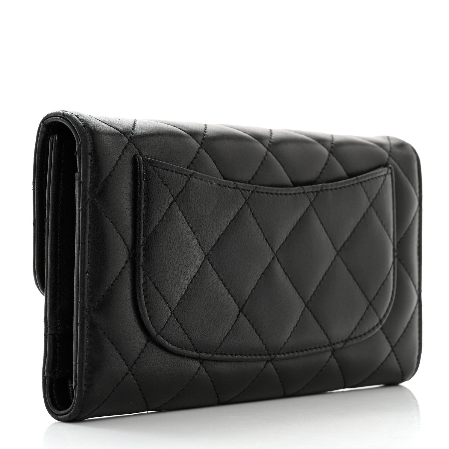 Chanel Lambskin Quilted Large Flap Wallet Black 3 of 16