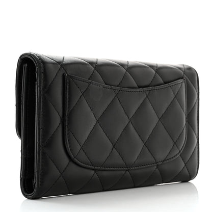 Chanel Lambskin Quilted Large Flap Wallet Black 3 of 16