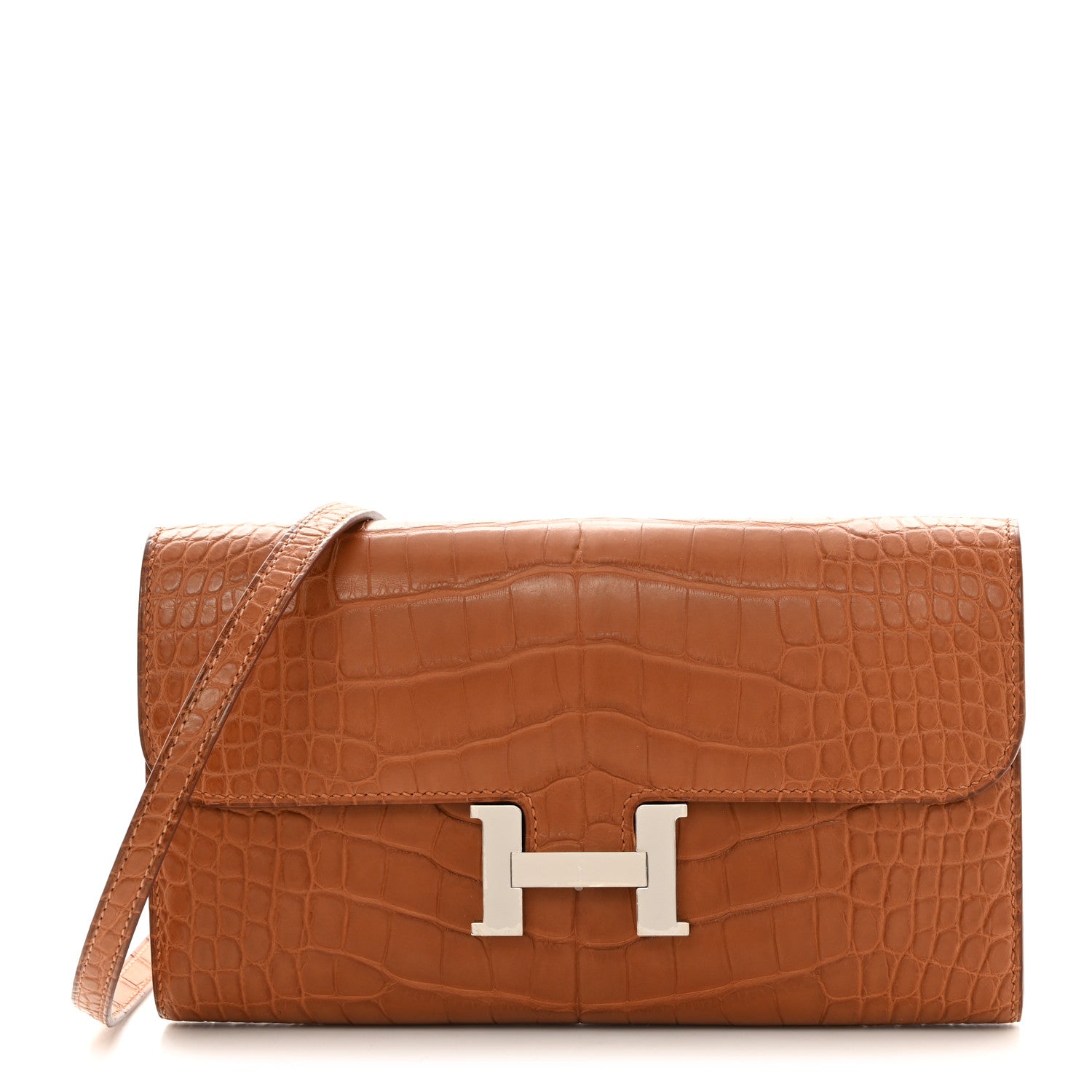 Hermes Matte Alligator Constance Long Wallet To Go Fauve 1 of 11
