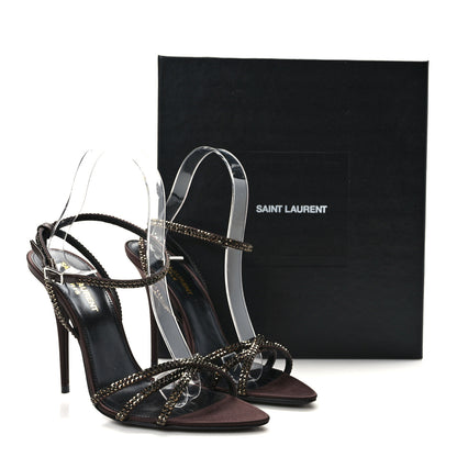 Saint Laurent Satin Crystal Ava 105 Sandals 38 Brown 8 of 8
