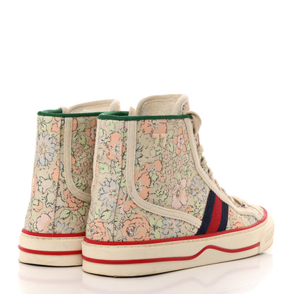 Gucci X LIBERTY OF LONDON Canvas Web Tracy Print Womens 1977 Tennis High Top Sneakers 37 Mint Peach Mystic White 4 of 7