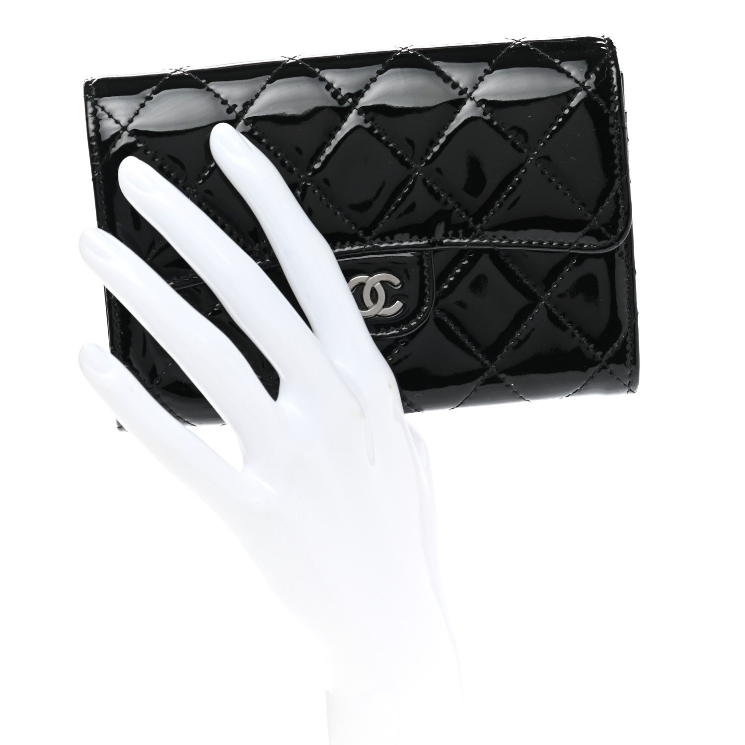 Chanel Patent Calfskin Quilted Small Flap Wallet Black 2 of 7