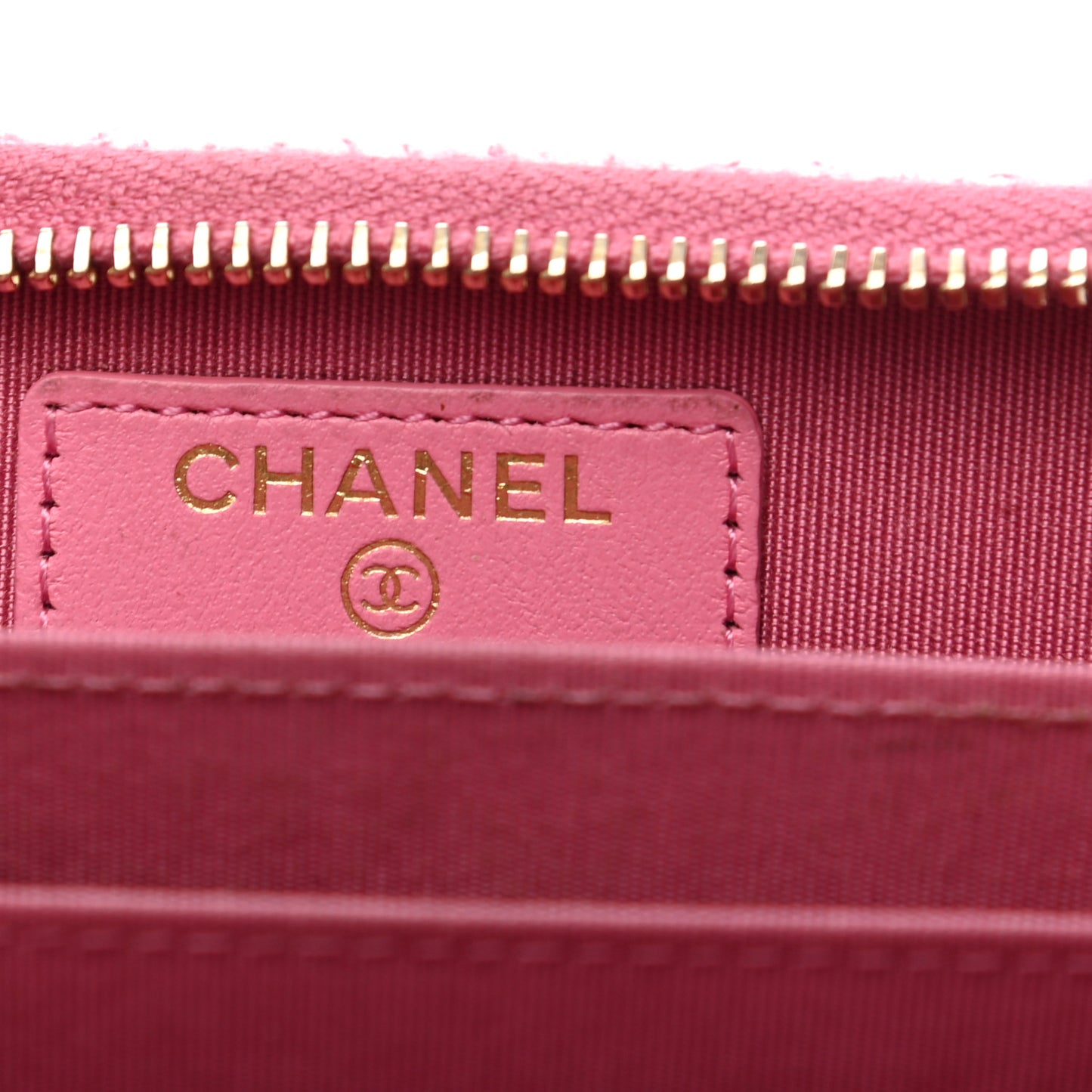 Lambskin Quilted Chanel 19 Zip Around Coin Purse Wallet Pink