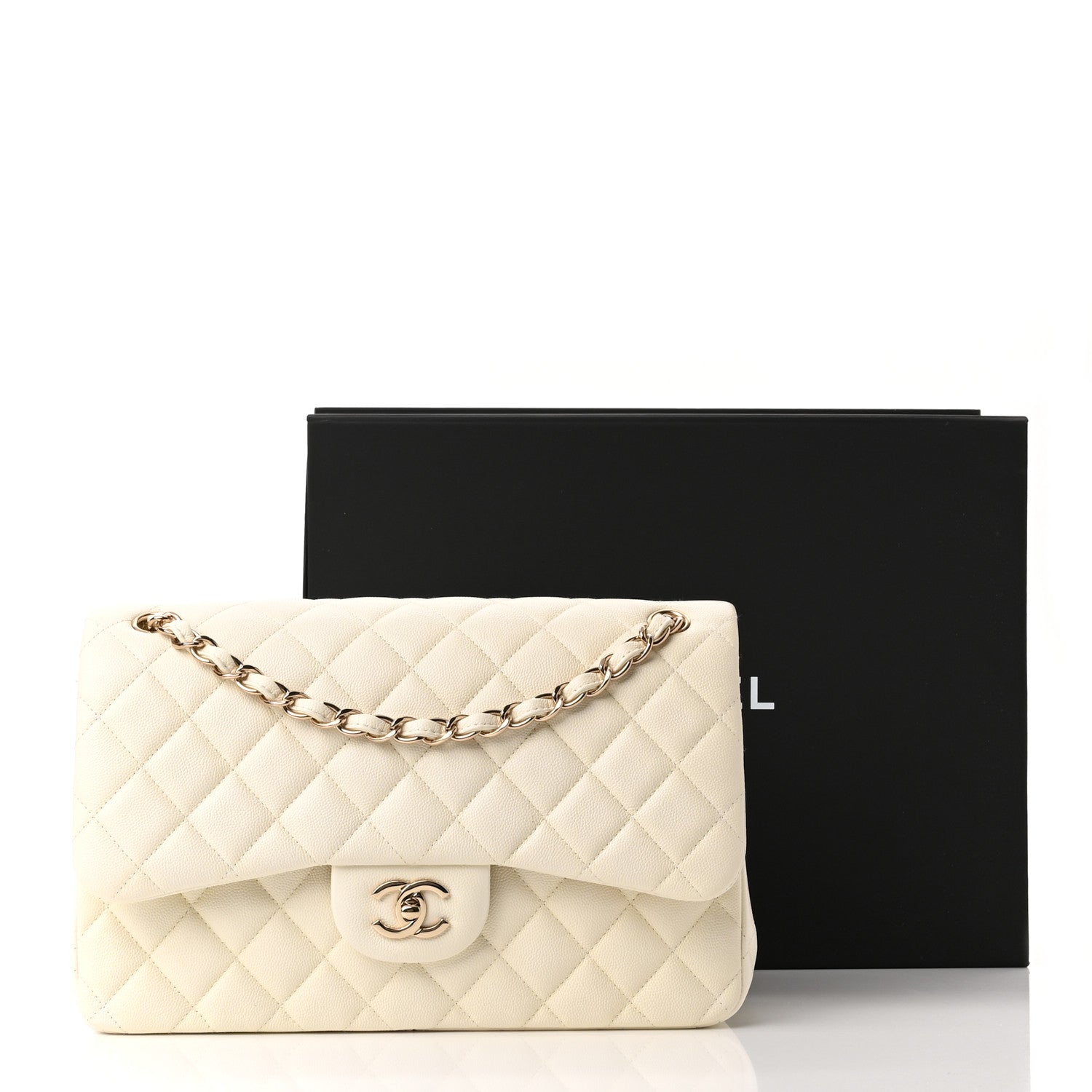 Chanel Caviar Quilted Jumbo Double Flap White 11 of 11