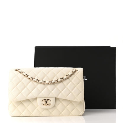 Chanel Caviar Quilted Jumbo Double Flap White 11 of 11