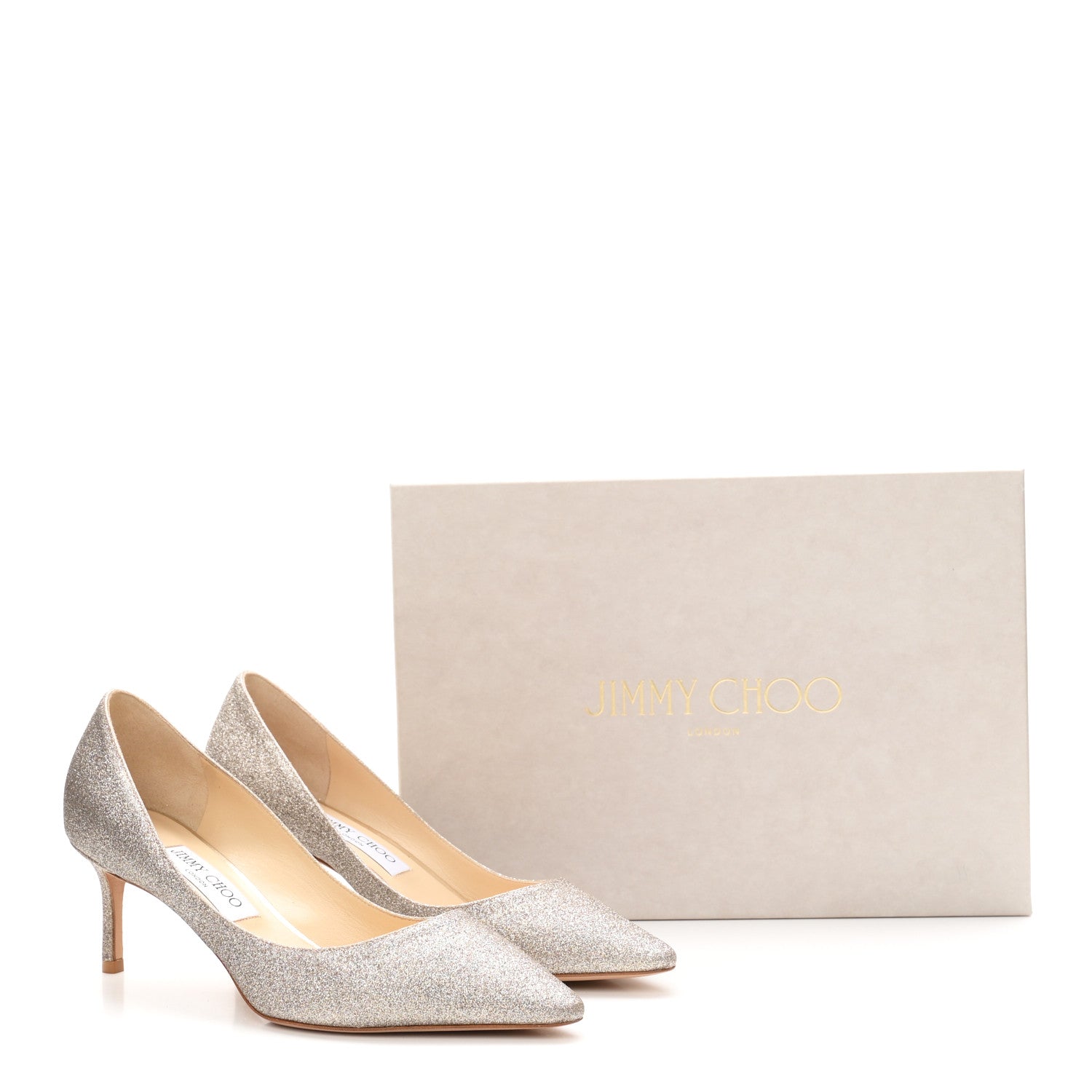 Jimmy Choo Dusty Glitter Romy 60 Pumps 39 Platinum Ice 9 of 9