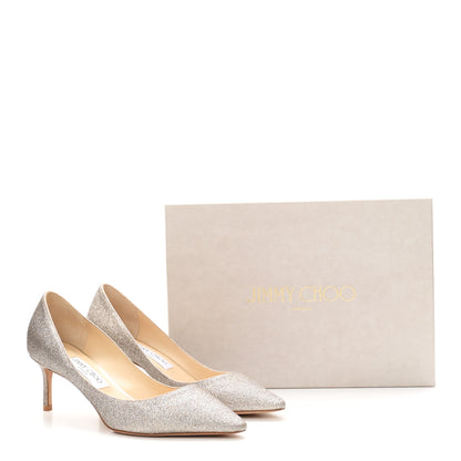Jimmy Choo Dusty Glitter Romy 60 Pumps 39 Platinum Ice 9 of 9