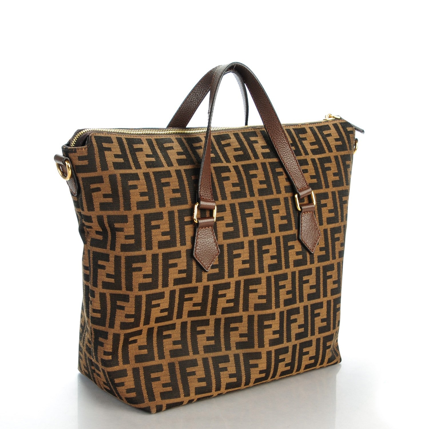 Fendi Zucca Vitello Artic Convertible Tote Tobacco Castagna 2 of 8