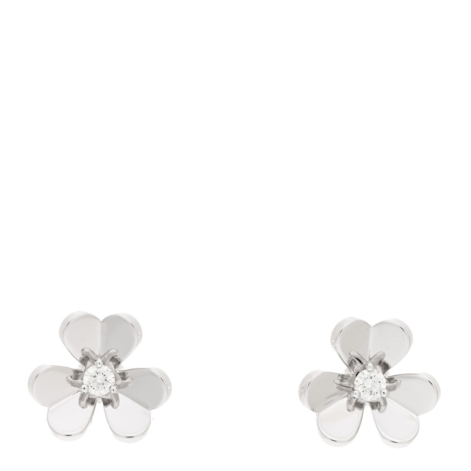 Van Cleef & Arpels 18K White Gold Diamond Mini Frivole Earrings 1 of 4