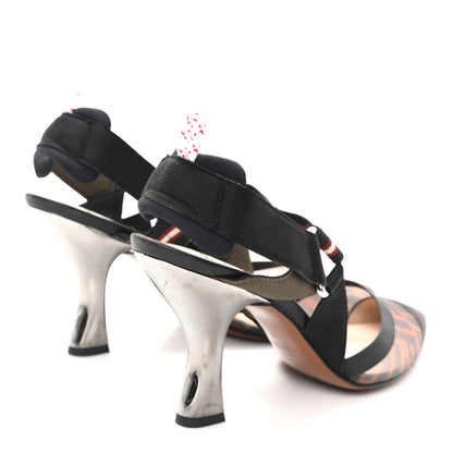 Fendi Technical Mesh FF Colibri 85mm Slingback Pumps 40 Tobacco Moro Bordeaux Black Militare 5 of 9
